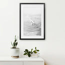 Black White Surfers on the Waves Wall Art Print by Wall Art Set