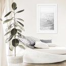 Black White Surfers on the Waves Wall Art Print by Wall Art Set