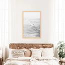 Black White Surfers on the Waves Wall Art Print by Wall Art Set