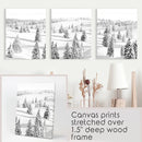 3 Piece Black White Nordic Winter Forest Wall Art Set