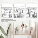 3 Piece Black White Nordic Winter Forest Wall Art Set