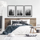 Misty Trees Wall Art. Black White Pine Forest Prints by Wall Art Set