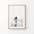 Black White Modern Surfer Photo. Coastal Style Print by Wall Art Set