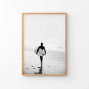 Black White Modern Surfer Photo. Coastal Style Print by Wall Art Set