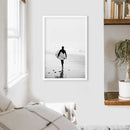 Black White Modern Surfer Photo. Coastal Style Print by Wall Art Set