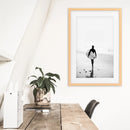 Black White Modern Surfer Photo. Coastal Style Print by Wall Art Set
