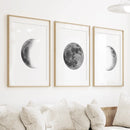 Black White MInimalist Moon Phases Wall Art. Set of 3 Prints by Wall Art Set