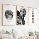 Modern Black White Moon Phases Wall Art Set of 3 by Wall Art Set