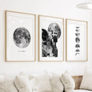 Modern Black White Moon Phases Wall Art Set of 3 by Wall Art Set