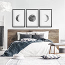 Black White MInimalist Moon Phases Wall Art. Set of 3 Prints by Wall Art Set