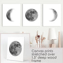 Black White MInimalist Moon Phases Wall Art. Set of 3 Prints by Wall Art Set