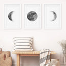 Black White MInimalist Moon Phases Wall Art. Set of 3 Prints by Wall Art Set