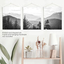 Set of 3 Black White Mountain Forest Prints. Scandi Wall Art by Wall Art Set