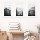 Set of 3 Black White Mountain Forest Prints. Scandi Wall Art by Wall Art Set
