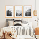 Set of 3 Black White Mountain Forest Prints. Scandi Wall Art by Wall Art Set