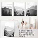 Set of 3 Black White Mountain Forest Prints. Scandi Wall Art by Wall Art Set