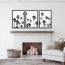 Black White Palm Trees Triptych by Wall Art Set