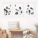 Black White Palm Trees Triptych by Wall Art Set