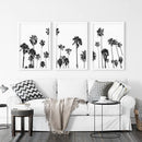 Black White Palm Trees Triptych by Wall Art Set