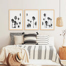 Black White Palm Trees Triptych by Wall Art Set
