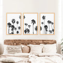 Black White Palm Trees Triptych by Wall Art Set