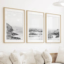 Coastal Black White Photography Set. Waves, Rocky Beach by Wall Art Set
