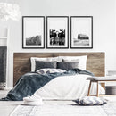 Black White Harvest on a Farm Wall Art. Cow, Hay Bale, Barn by Wall Art Set