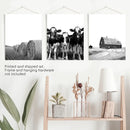 Black White Harvest on a Farm Wall Art. Cow, Hay Bale, Barn by Wall Art Set