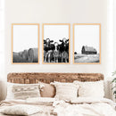 Black White Harvest on a Farm Wall Art. Cow, Hay Bale, Barn by Wall Art Set