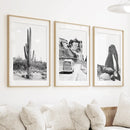 3 Piece Desert Black White Travel Photo. Cactus, Arches, Bus by Wall Art Set