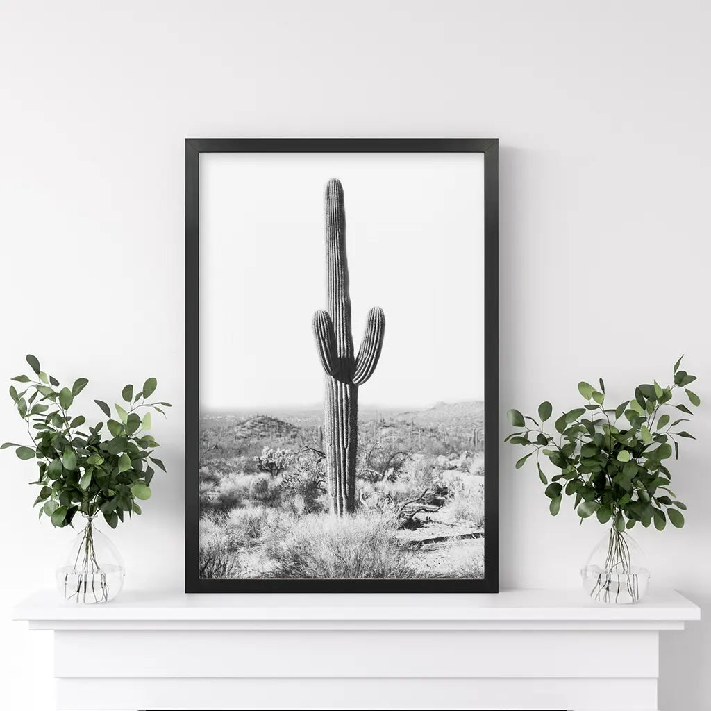 Saguaro Cactus Print. Black White Arizona Desert Nature, photo 2 of 10