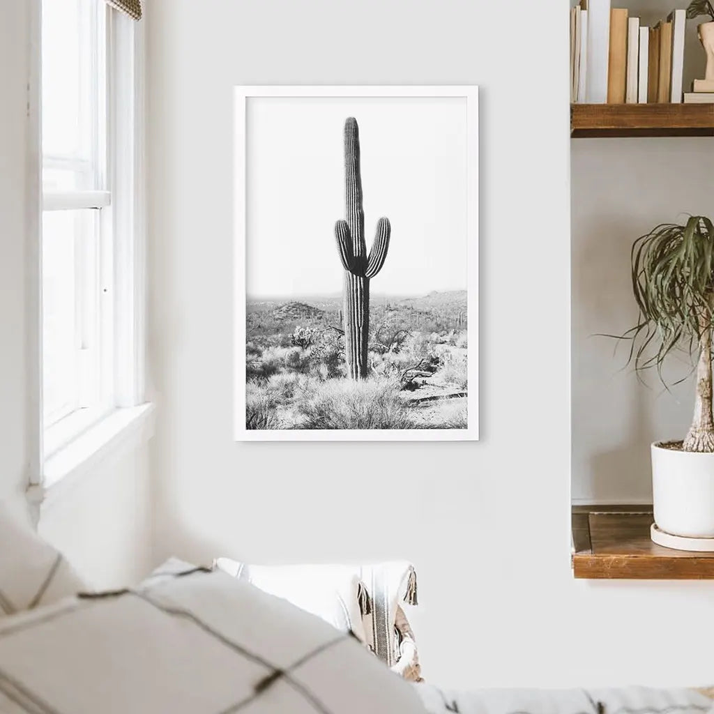 Saguaro Cactus Print. Black White Arizona Desert Nature, photo 4 of 10