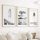 Black White Coastal Wall Art. Ferris Wheel, Surfboards, Palm by Wall Art Set