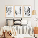 Black White Winter Woodland Wall Art Set. Reindeers, Cabin by Wall Art Set