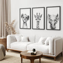 Black and White Jungle Animal Baby Room Decor by Wall Art Set