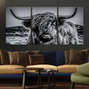 Black and White Cow Wall Art Canvas Print Highland Cattle