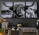 Black and White Cow Wall Art Canvas Print Highland Cattle by MyGreatCanvas | Canvas Wall Art Prints | Photo Prints & Wall Decor