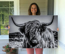 Black and White Cow Wall Art Canvas Print Highland Cattle