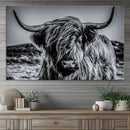 Black and White Cow Wall Art Canvas Print Highland Cattle
