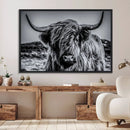 Black and White Cow Wall Art Canvas Print Highland Cattle