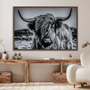 Black and White Cow Wall Art Canvas Print Highland Cattle