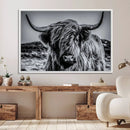 Black and White Cow Wall Art Canvas Print Highland Cattle