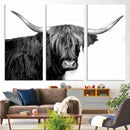 Black and White Highland Cow Multi Panel Wall Art Canvas, by MyGreatCanvas | Canvas Wall Art Prints | Photo Prints & Wall Decor