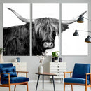 Black and White Highland Cow Multi Panel Wall Art Canvas, by MyGreatCanvas | Canvas Wall Art Prints | Photo Prints & Wall Decor