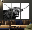 Black and White Highland Cow Multi Panel Wall Art Canvas, by MyGreatCanvas | Canvas Wall Art Prints | Photo Prints & Wall Decor
