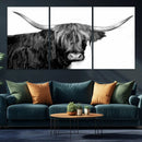Black and White Highland Cow Multi Panel Wall Art Canvas, by MyGreatCanvas | Canvas Wall Art Prints | Photo Prints & Wall Decor