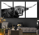Black and White Highland Cow Multi Panel Wall Art Canvas, by MyGreatCanvas | Canvas Wall Art Prints | Photo Prints & Wall Decor