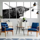 Black and White Highland Cow Multi Panel Wall Art Canvas, by MyGreatCanvas | Canvas Wall Art Prints | Photo Prints & Wall Decor