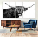 Black and White Highland Cow Multi Panel Wall Art Canvas, by MyGreatCanvas | Canvas Wall Art Prints | Photo Prints & Wall Decor