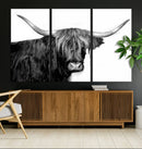 Black and White Highland Cow Multi Panel Wall Art Canvas, by MyGreatCanvas | Canvas Wall Art Prints | Photo Prints & Wall Decor